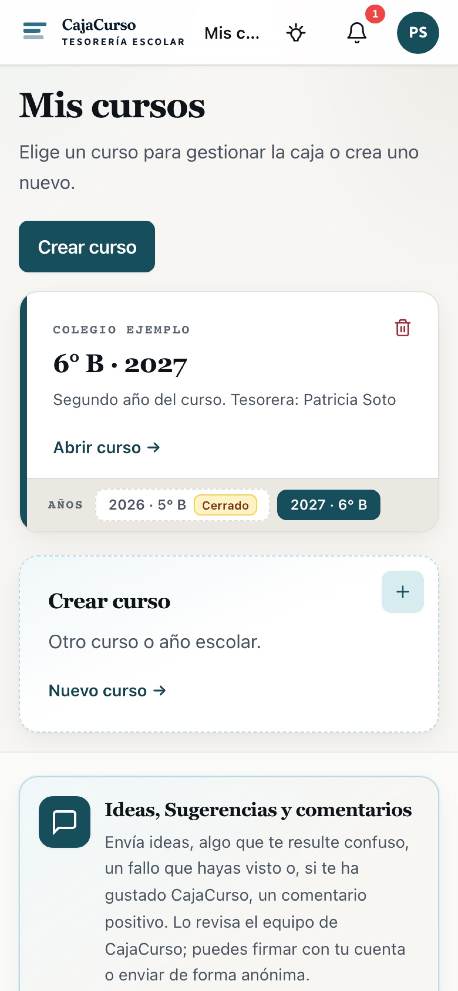 La misma tarjeta con los dos años, en el teléfono